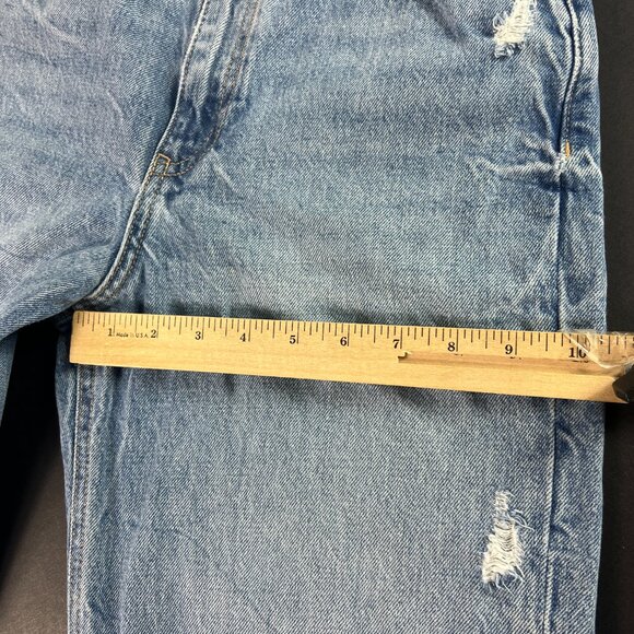 Zara Jeans Women's 26x30* High Rise Wide Leg Blue Distressed Raw Hem Denim Tag 4 - Picture 14 of 16